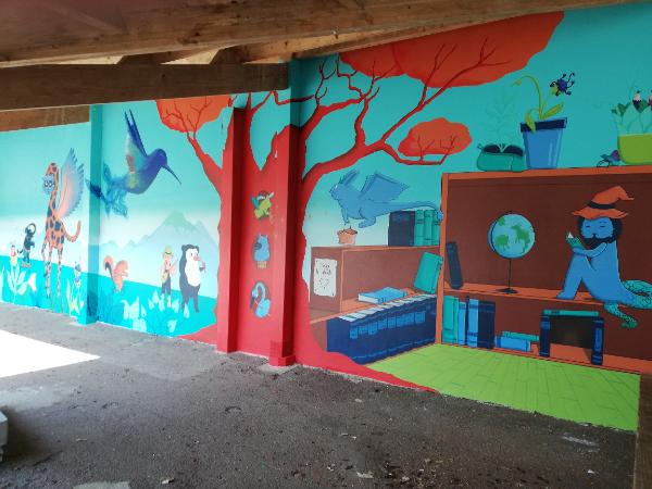 Atelier de fresque participative — La légende du colibri de Pierre Rabhi, Nesmy (4)